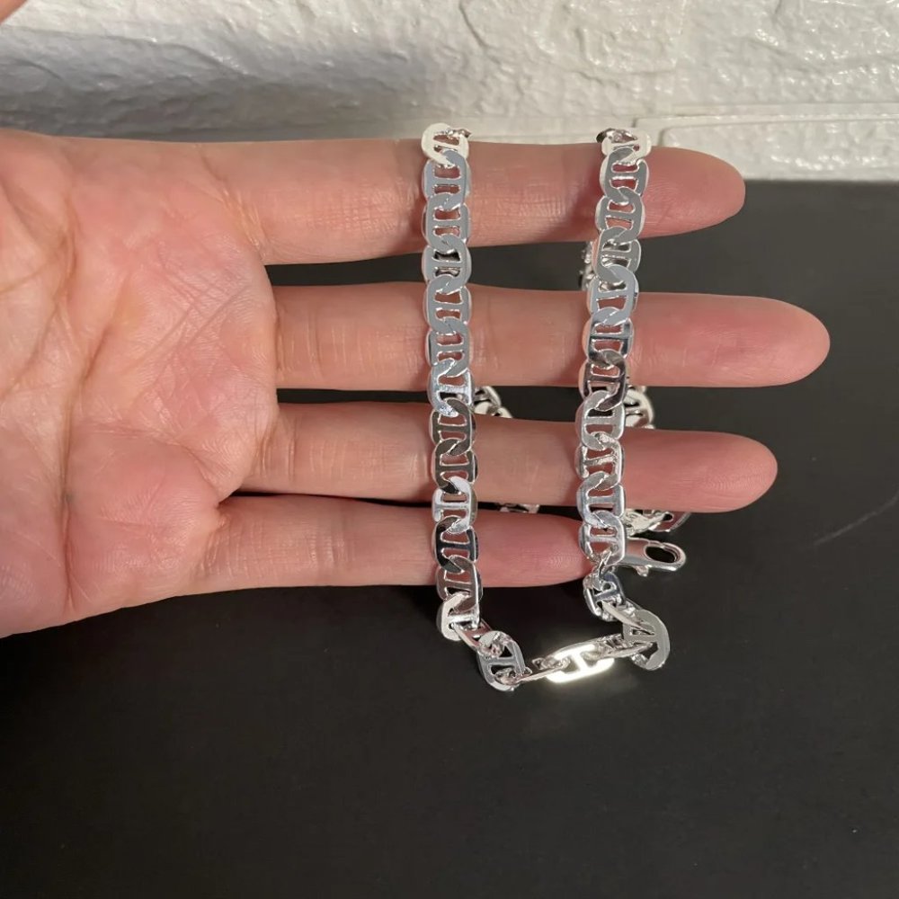 Awesome 20" Mariner Link Chain Stamped As 925 Solid Sterling Silver - Picture 6 of 6